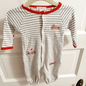 Kissy Kissy Convertible Newborn Gown Pima Cotton Embroidered Fire Truck